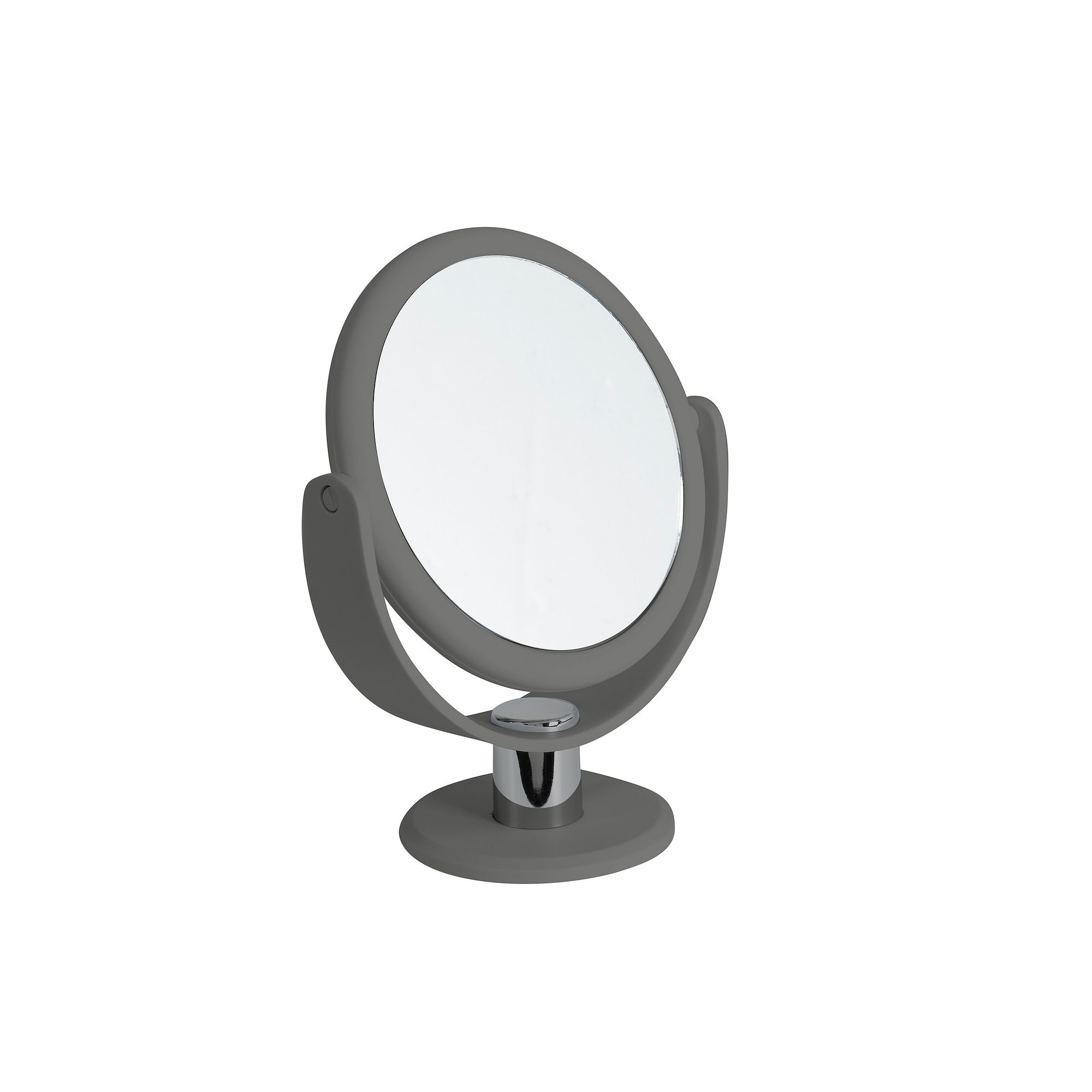 Bath Bliss Dual Sided Rubberized Vanity Mirror, Gray