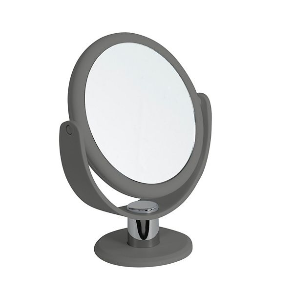 7&#34; Vanity Rubberized 1X-10X Magnification Mirror Gray - Home Details: Dual-Sided, Portable, No Assembly Required