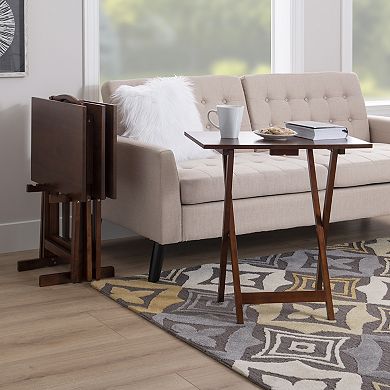 Linon Hazelnut Finish Tray Table 5-piece Set
