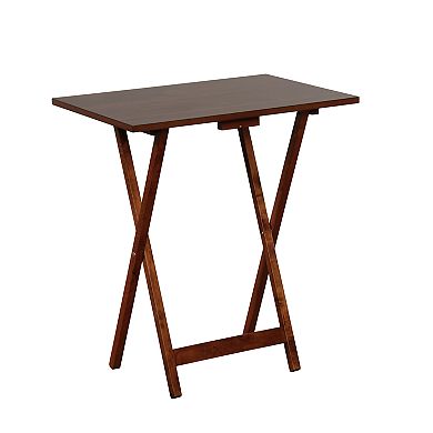 Linon Hazelnut Finish Tray Table 5-piece Set