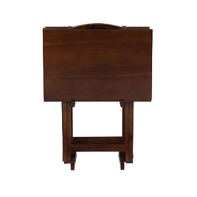 Linon Hazelnut Finish Tray Table 5-piece Set