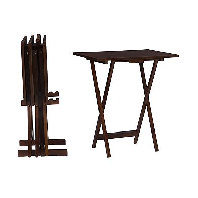 Linon Hazelnut Finish Tray Table 5-piece Set
