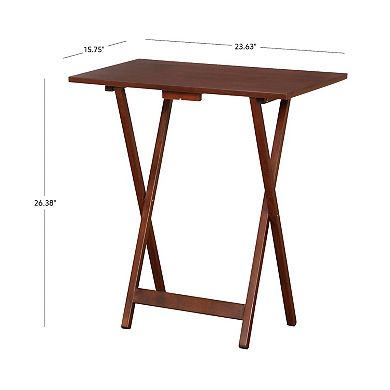 Linon Hazelnut Finish Tray Table 5-piece Set