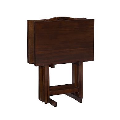 Linon Hazelnut Finish Tray Table 5-piece Set