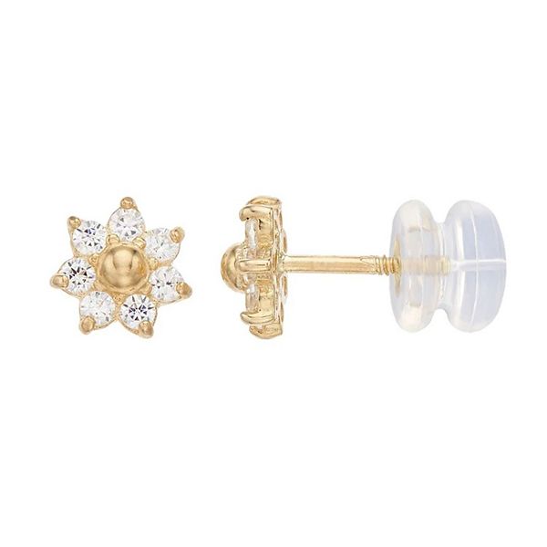 Dazzle Flower Stud Earring- 14K Gold