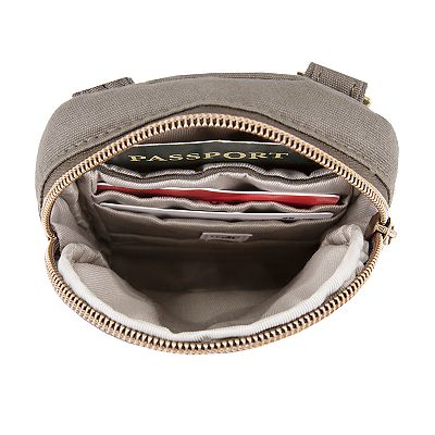 Travelon Anti-Theft Courier Crossbody Bag | Beige | One Size | Handbags Crossbody Bags | Removable Straps|Cell Phone Pocket