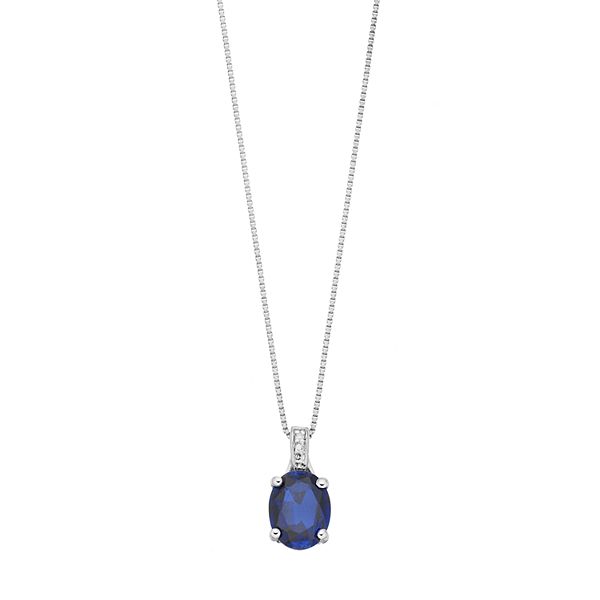 Gemminded Sterling Silver Lab-Created Sapphire & Diamond Accent Oval ...