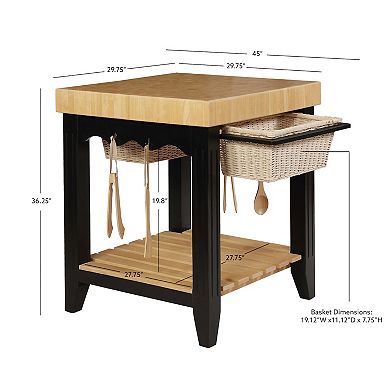 Linon Color Story Butcher Block Kitchen Island