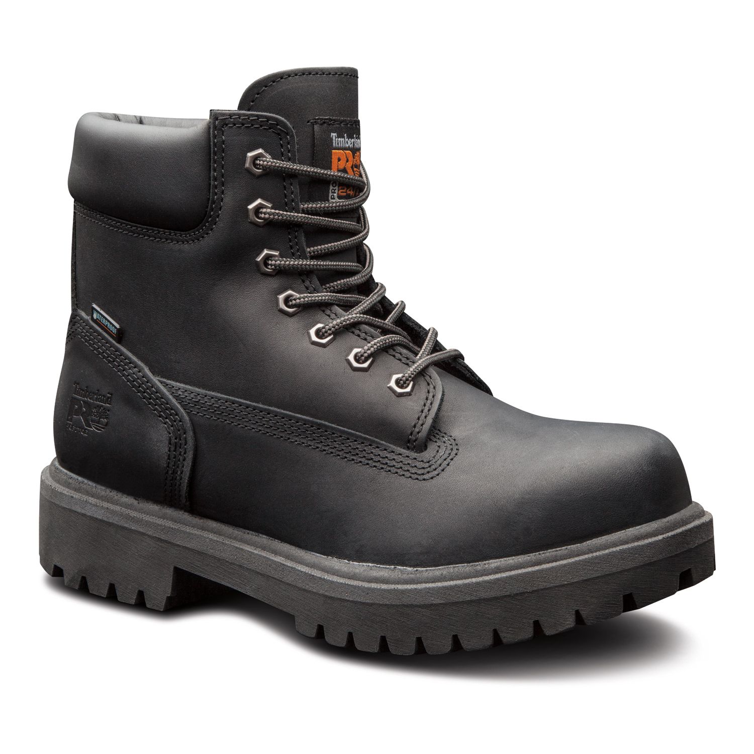 timberland black leather waterproof work boots