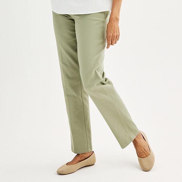 Women's Croft & Barrow® Effortless Stretch Pull-On Straight-Leg Pants - Green (16)