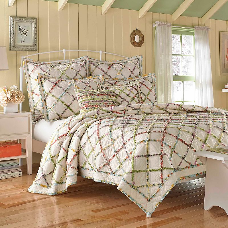 Laura Ashley Ruffle Garden Quilt, Beige Over, Twin