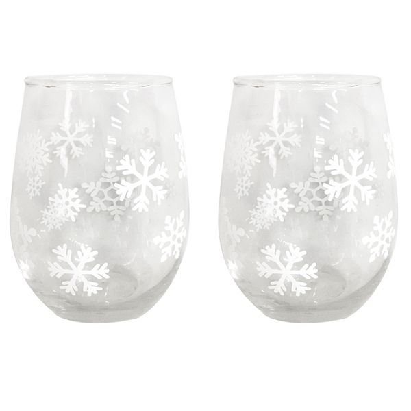Holiday Snowflakes 21 oz Stemless Wine Glass Set of 4 🍷