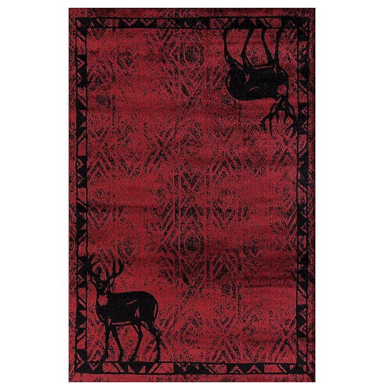 United Weavers Woodside Deer Gaze Rug, Red, 8X10.5 Ft