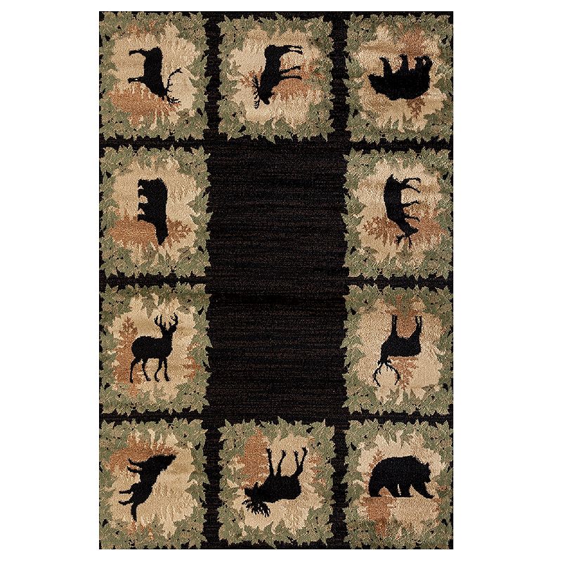 United Weavers Woodside Woodsman Border Rug, Black, 5X7 Ft