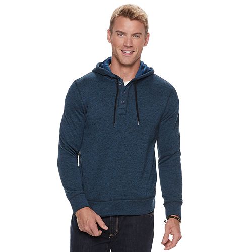 Men's SONOMA Goods for Life™ Supersoft ModernFit Sweater Fleece Henley Hoodie