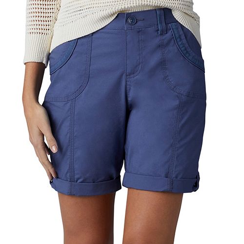 Petite Lee Melody Comfort Waist Poplin Roll Cuff Bermuda Shorts