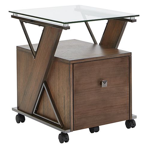 OSP Designs Eureka Rolling File Cabinet End Table