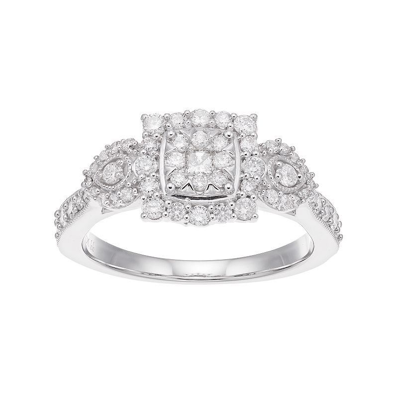 Boston Bay Diamonds 10k White Gold 5/8 Carat T.W. Composite Diamond Cluster
