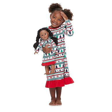 Toddler Girl Jammies For Your Families Fairisle Microfleece Nightgown & Dorm Gown Pajama Set
