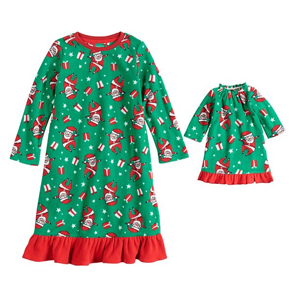 Toddler Girl Jammies For Your Families Santa Microfleece Nightgown
