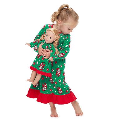 Toddler Girl Jammies For Your Families Santa Microfleece Nightgown & Doll Gown Pajama Set