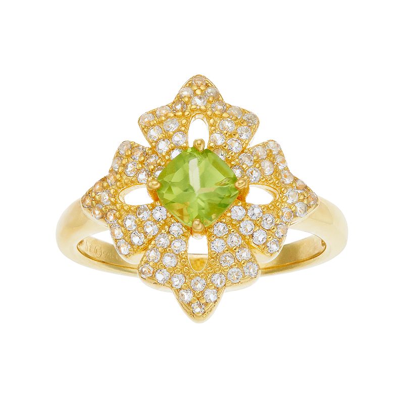 51163395 Gemminded 14k Gold Over Silver Peridot & White Top sku 51163395