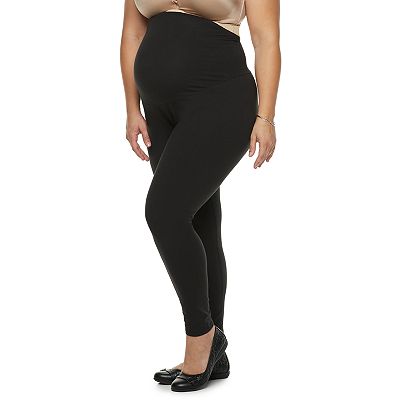 Plus Size Maternity a glow Full Belly Panel Solid Leggings