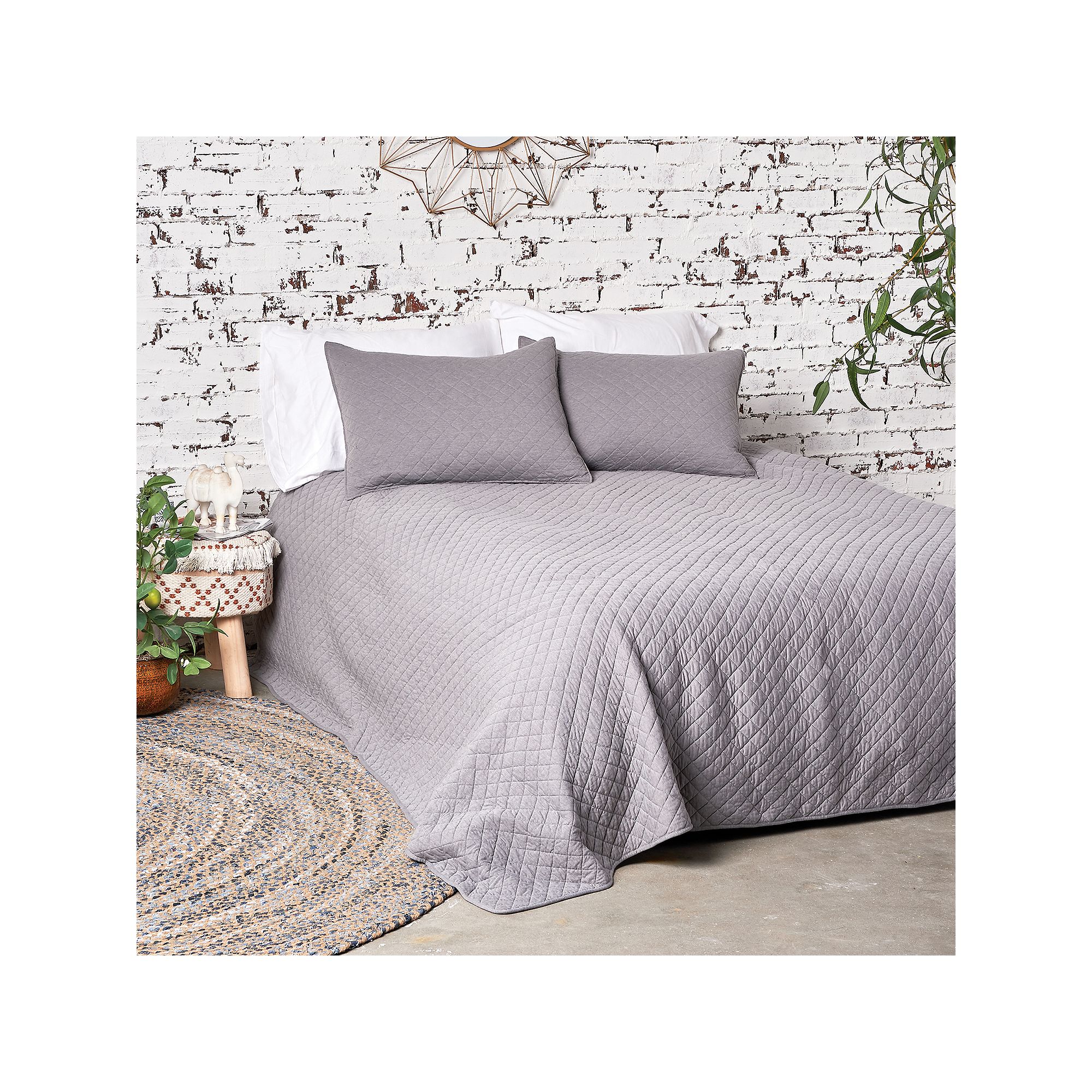 Carol & Frank Jersey Quilt or Sham, Gray