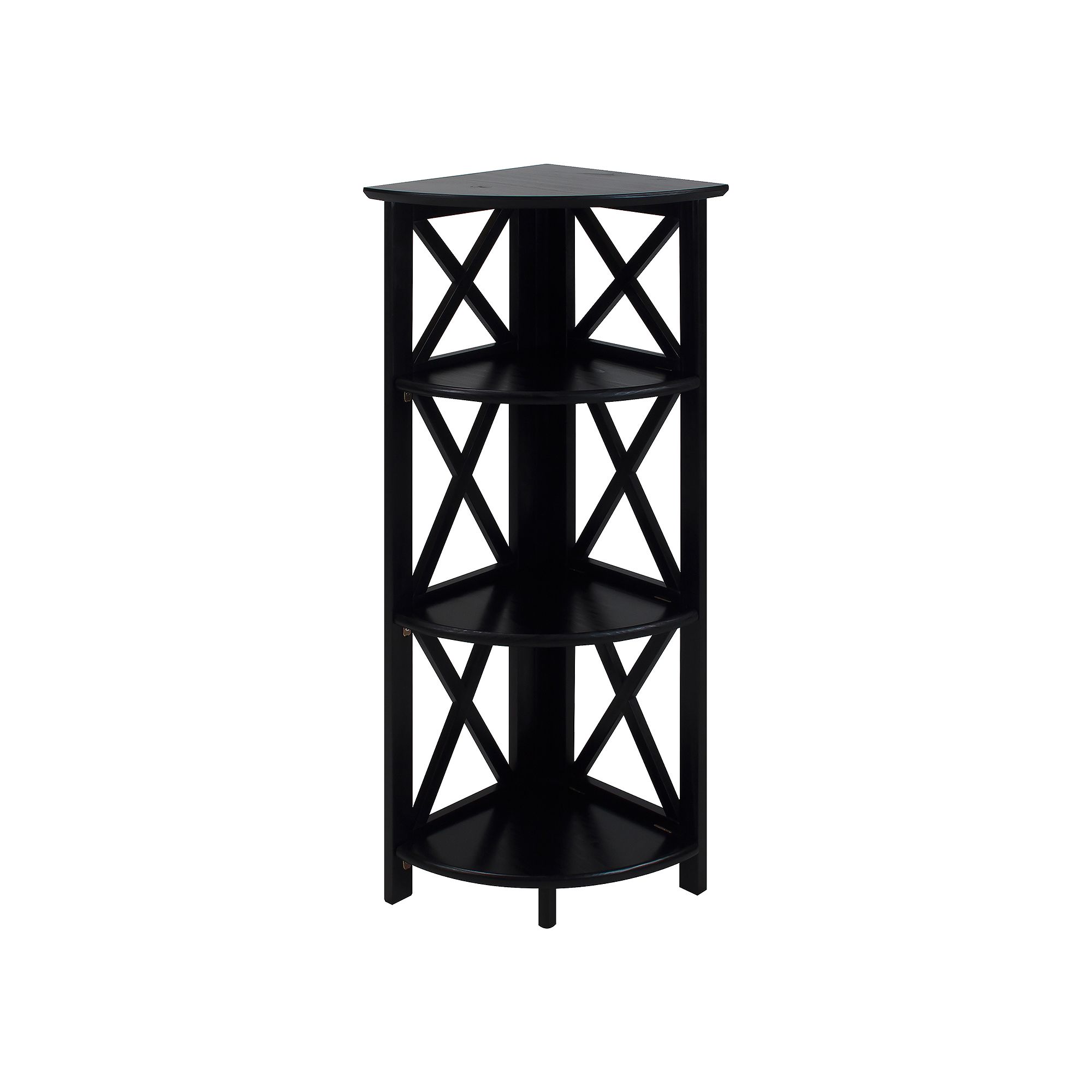 Casual Home Montego 3-Shelf Corner Bookcase, Black