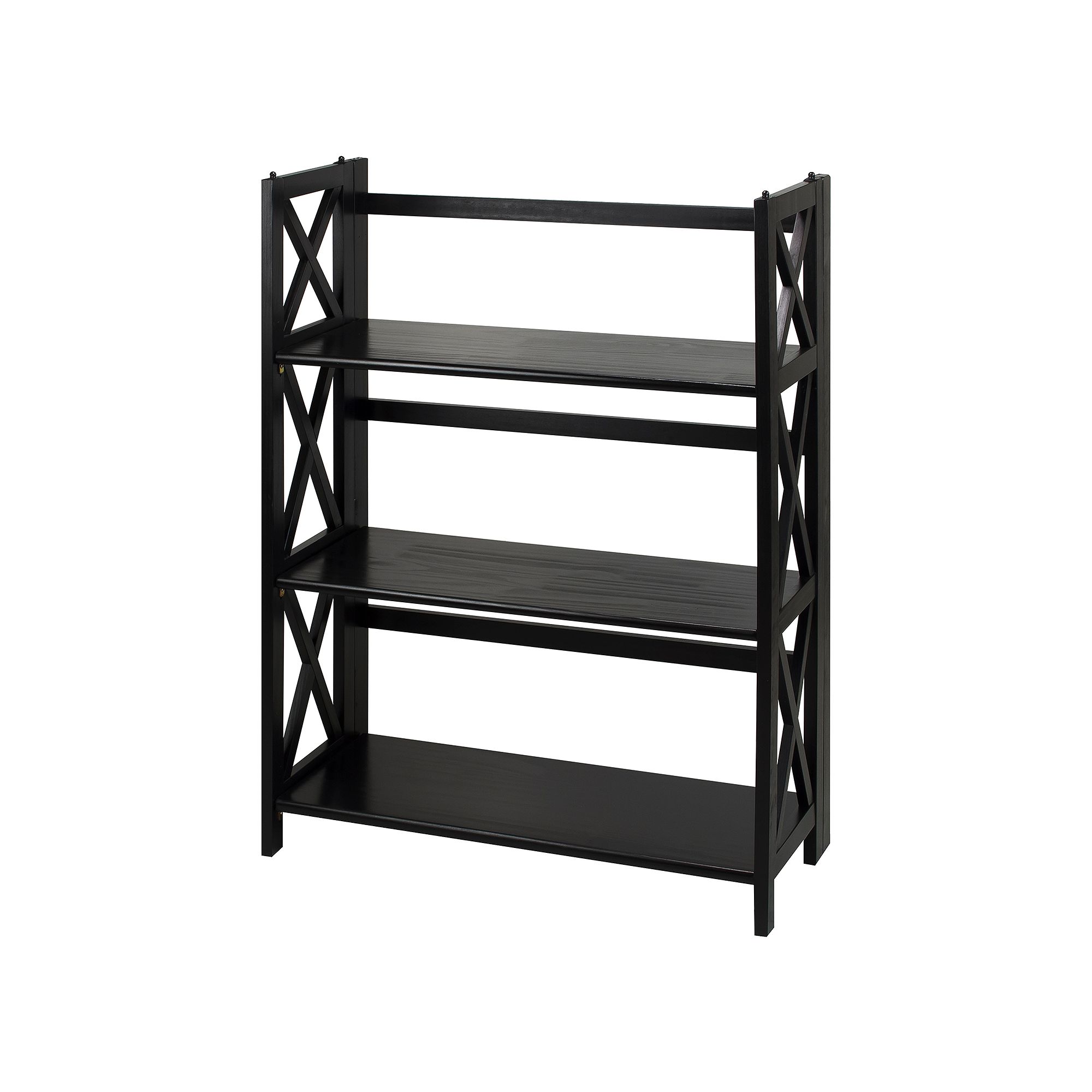 Casual Home Montego 3-Shelf Foldable Bookcase, Black