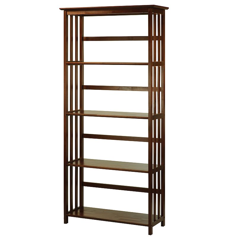 Mission Style 5-Shelf Bookcase-Walnut
