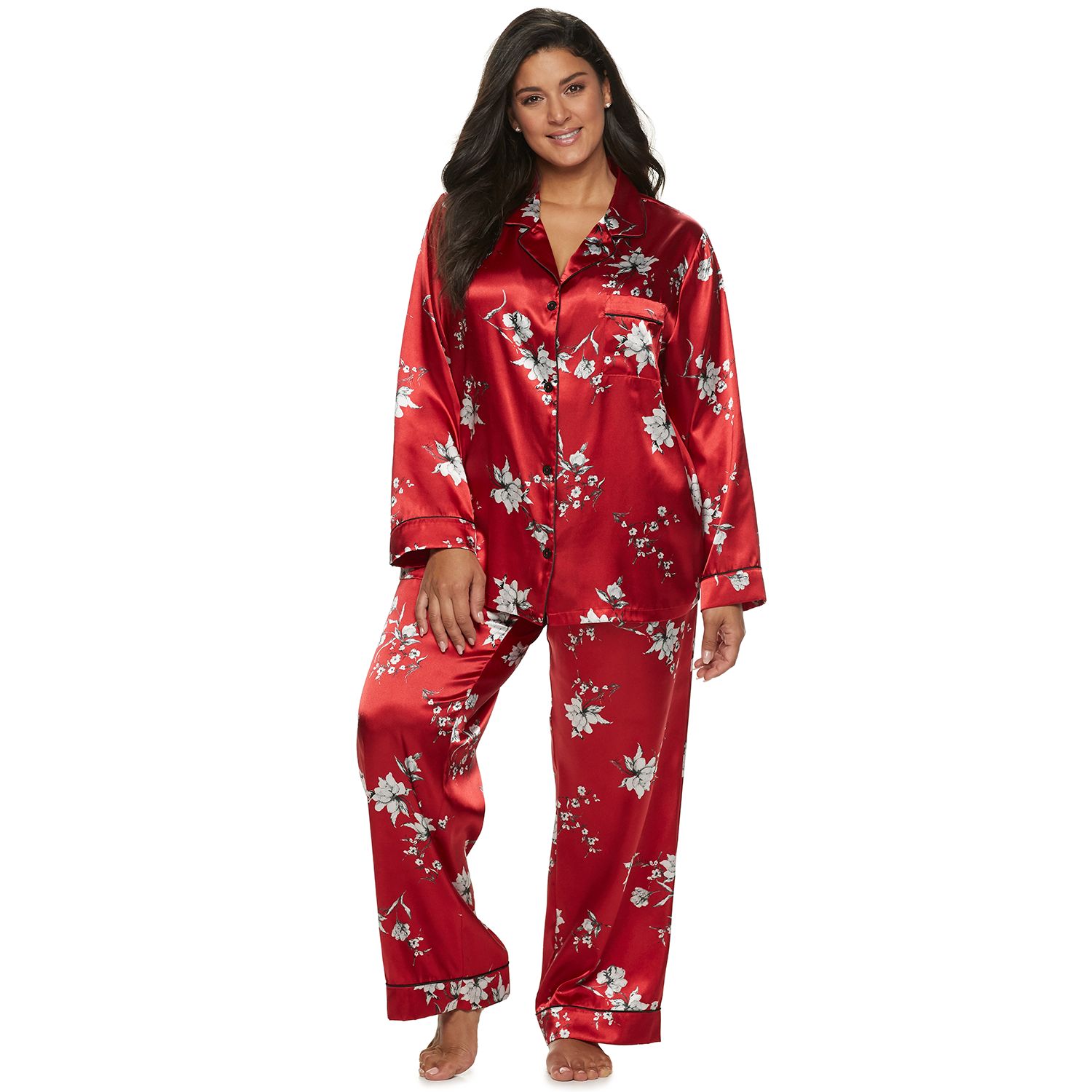 satin pajama short set plus size