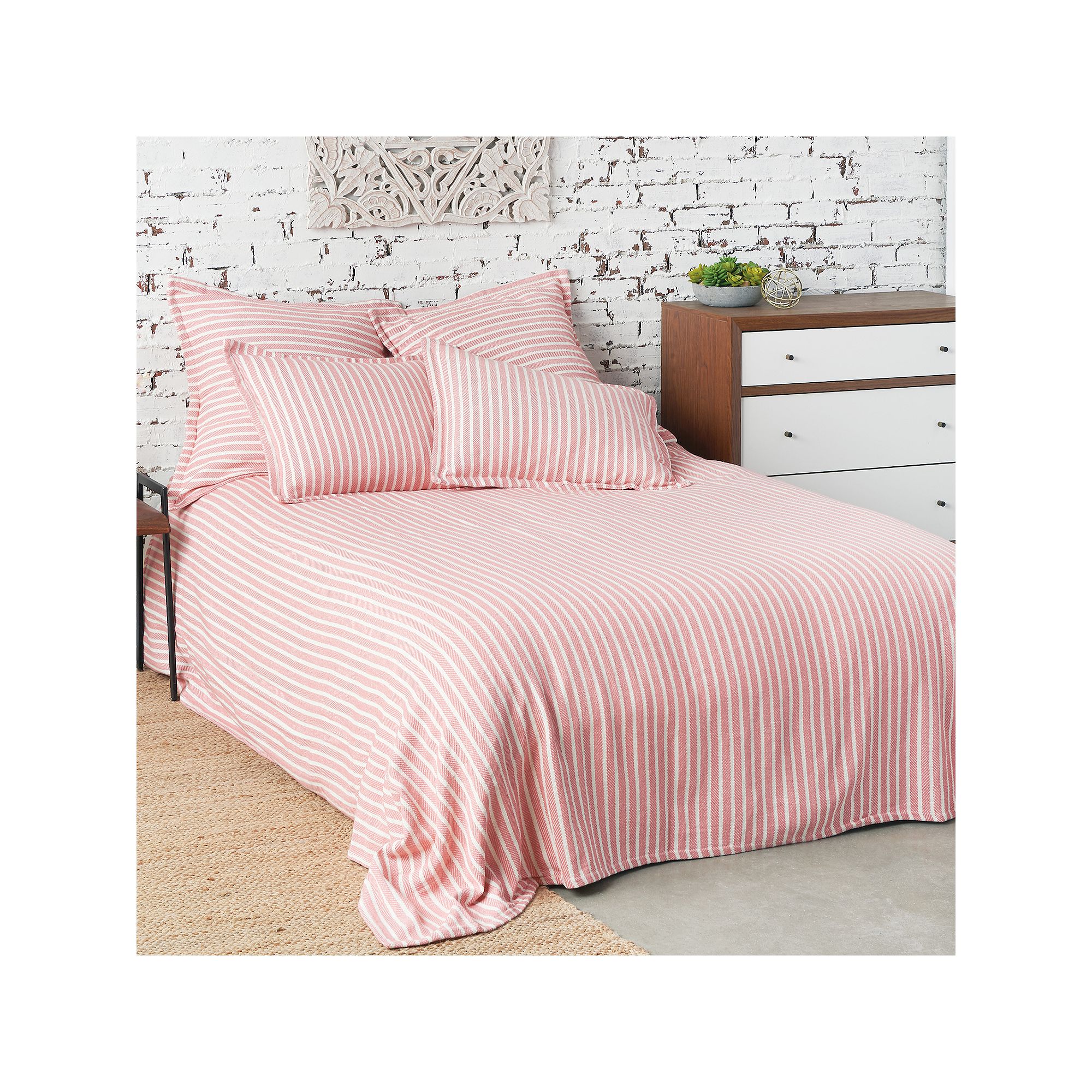 Carol & Frank Bengal Stripe Blanket, Azalea