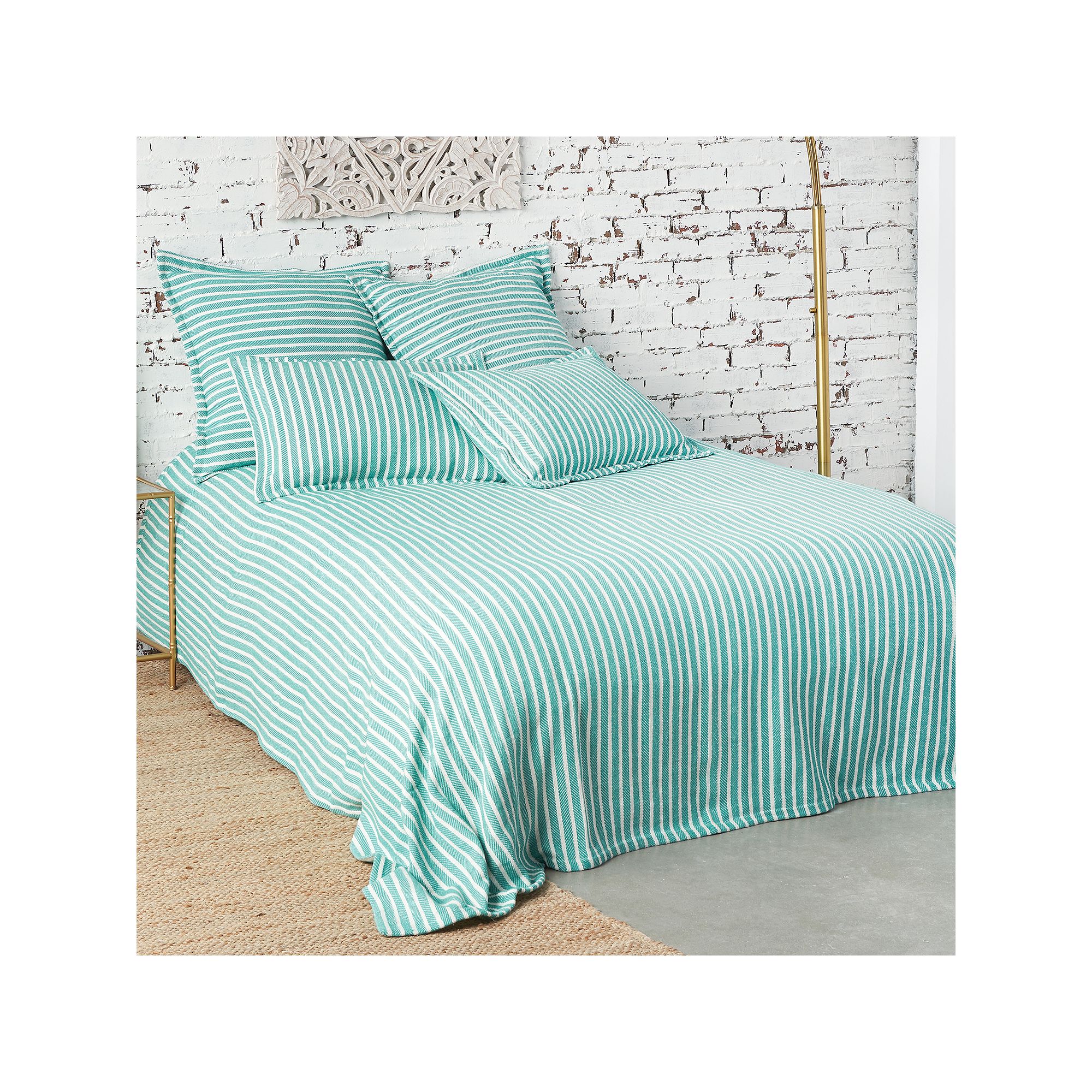 Carol & Frank Bengal Stripe Blanket, Lagoon