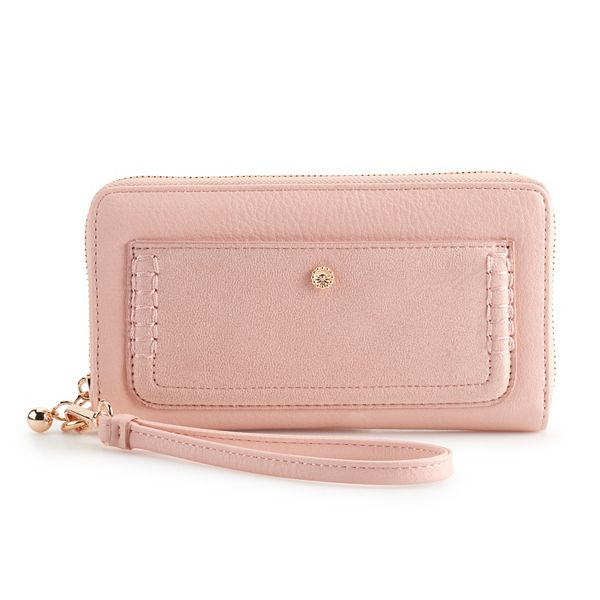 LC LAUREN CONRAD Blush Pink Wrist Strap Wristlet Wallet Mellow Rose Gold  Zip RUE