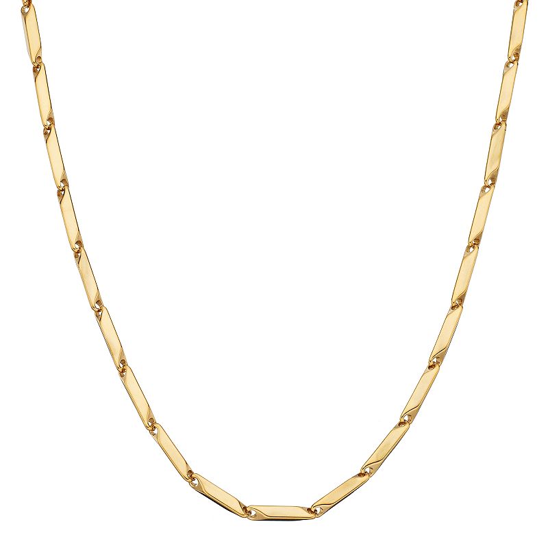 LYNX Mens Gold Tone Stainless Steel Bar Link Chain Necklace - 24 in., Siz