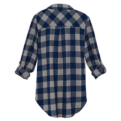 Juniors' Denver Broncos Spirit Week Knot-Front Plaid Flannel Shirt