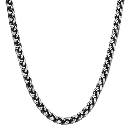 LYNX Men's Antiqued Stainless Steel Wheat Chain Necklace - 22 in.