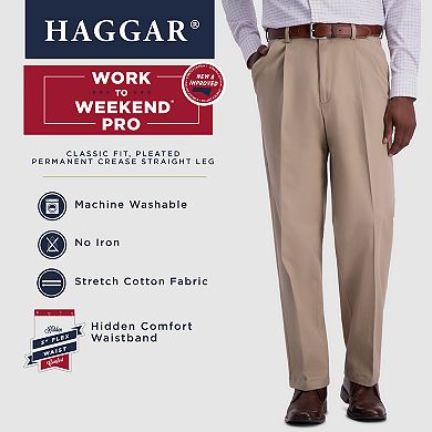 Men's Haggar® Work to Weekend® PRO Stretch Classic-Fit Pleated Casual Pants