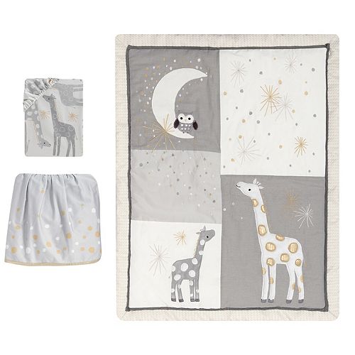 Lambs Ivy 3 Pc Moonbeams Owl Moon Star Giraffe Crib