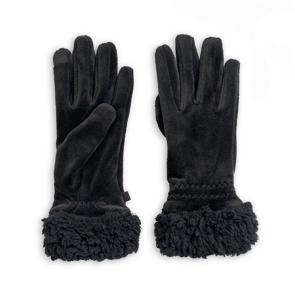 Women's Climatesmart® by Cuddl Duds Velour Faux Sherpa Cuff Tech Gloves