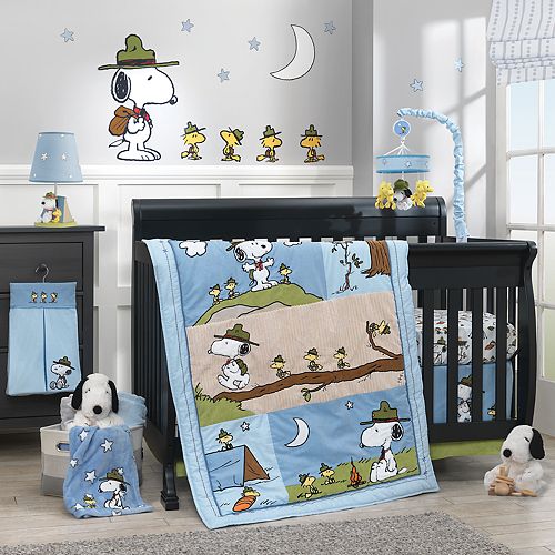 Lambs Ivy 4 Pc Peanuts Snoopy S Campout Crib Bedding Set