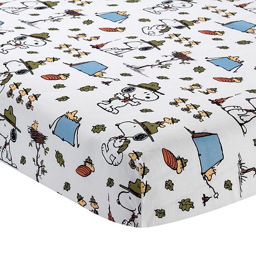 Lambs Ivy Peanuts Snoopy S Campout Fitted Crib Sheet