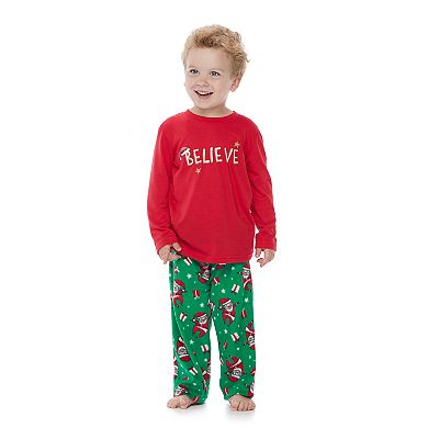 Toddler Jammies For Your Families "Believe" Top & Santa Microfleece Bottoms Pajama Set