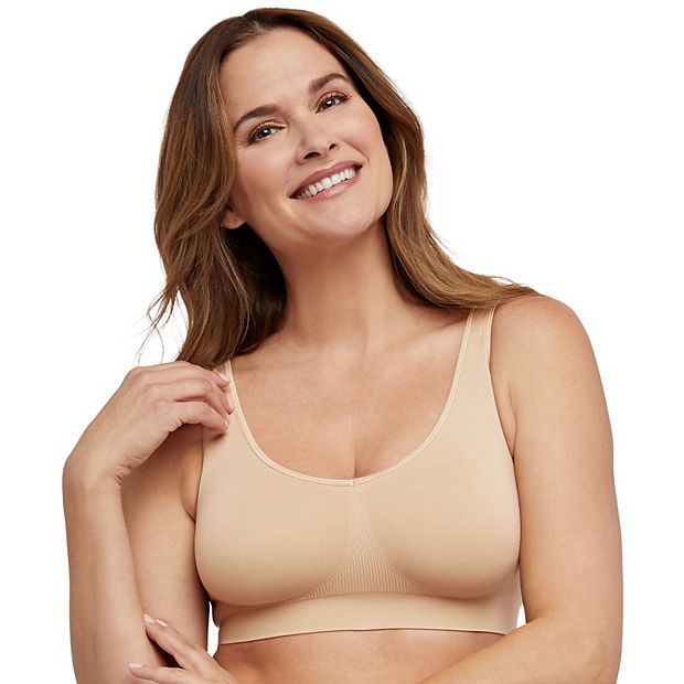Snap Front Seamless Bra with Ultra-Wide Straps For Comfort and Support,  Plush Fabric - Nude, 2XL 