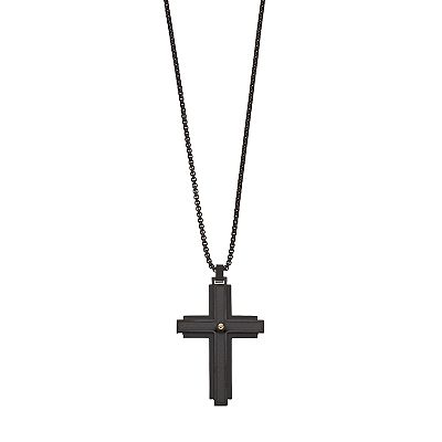 Black Mens Carbon Fiber Cross Necklace Kay Outlet Men's Carbon - Main Image