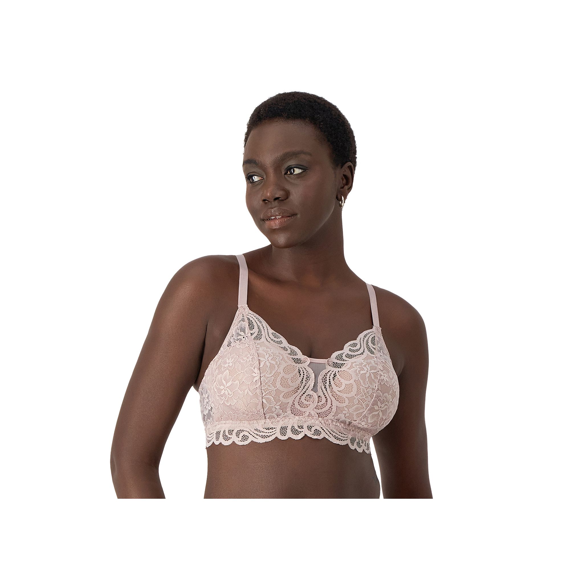 Bali® Lace Desire® Wireless Bra DF6591, Womens, Size: XL, Evening Blush