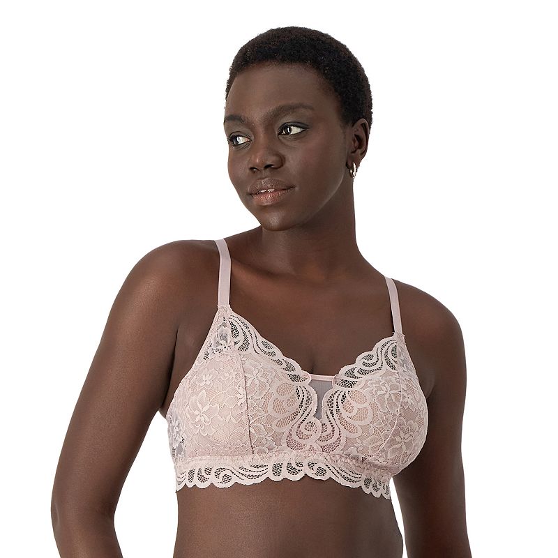 Bali® Lace Desire® Wireless Bra DF6591, Women's, Size: XXL, Evening Blush