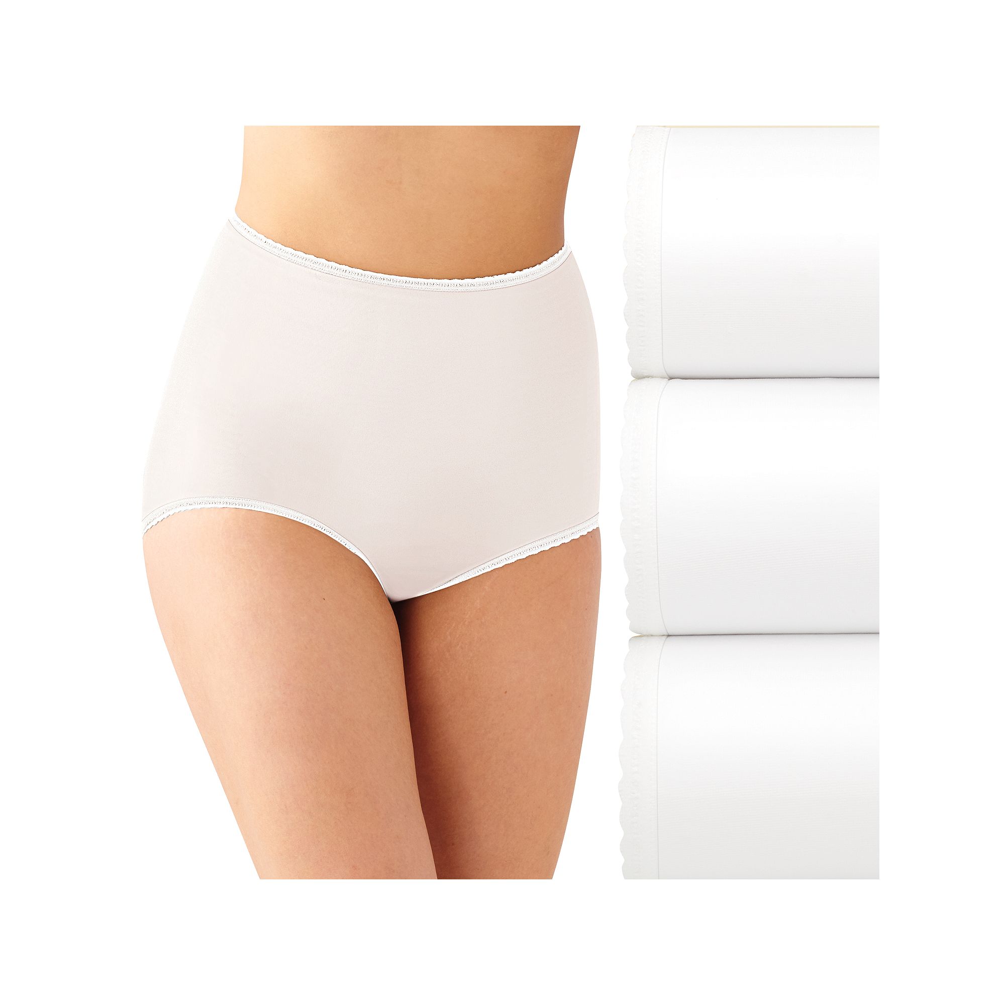 Bali Skimp Skamp 3-Pack Brief Underwear DFA633, Womens, Size: 5, White Ass