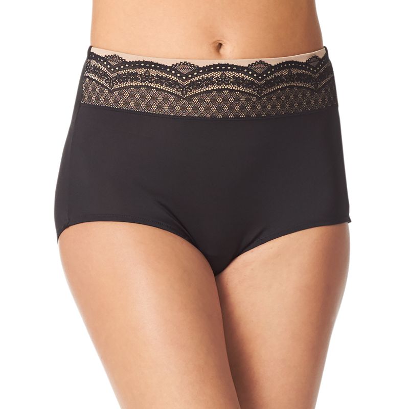 Women's Warners No Pinching. No Problems. Lace Brief Panty RS7401P, Size: 10, Rich Black